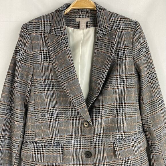 H&M Preppy Clueless Glenn Plaid Blazer Jacket Women XS Gray Officecore Tailored - Picture 3 of 13
